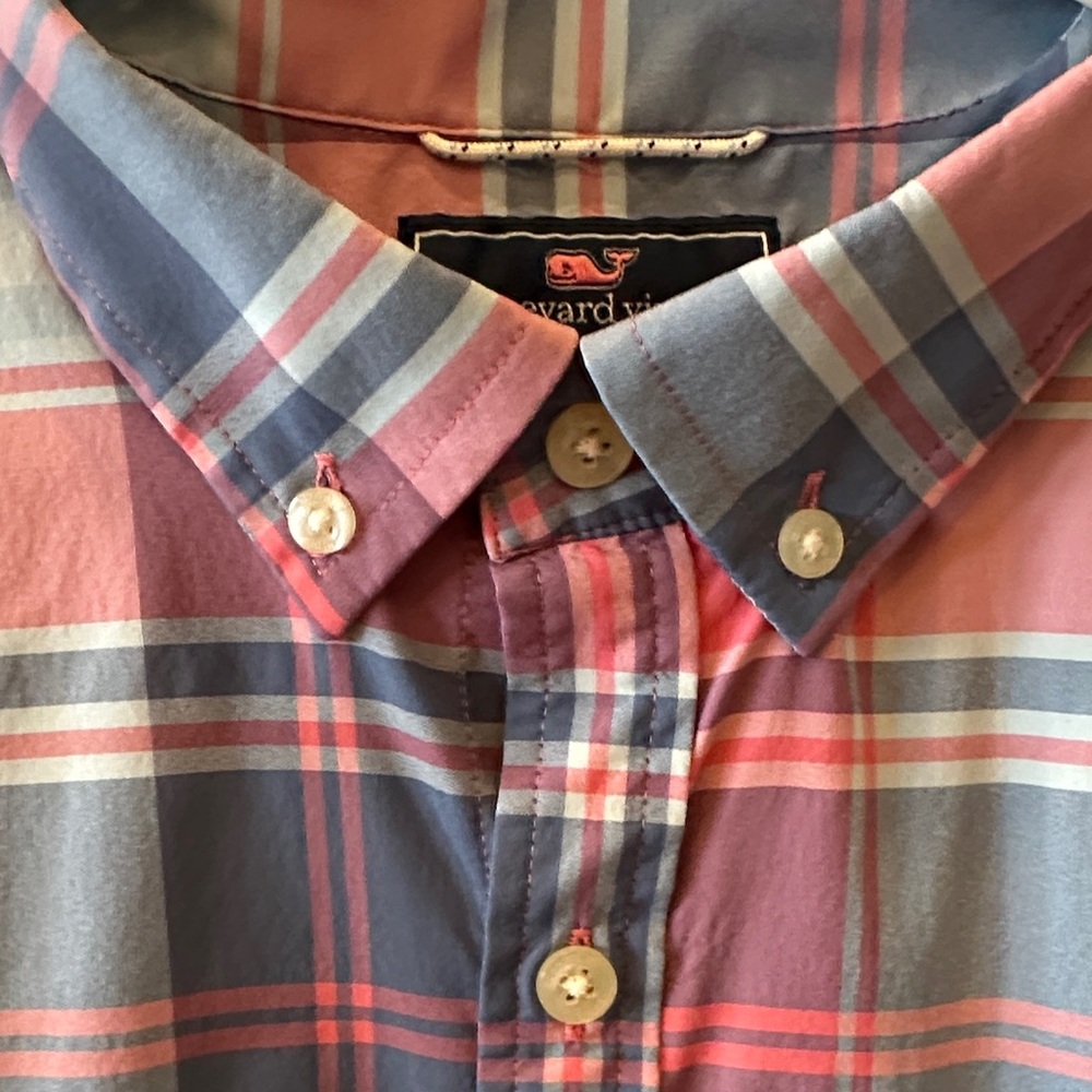Vineyard Vines Performance Men's Slim Fit Plaid Short Sleeve Shirt EUC Sz S - Picture 4 of 5